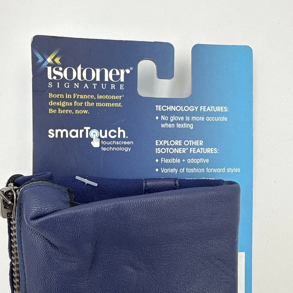 WOMEN'S NEW BLUE ISOTONER SMART DRI PLUS SMART TOUCH S/M GLOVES ZIP SIDES
